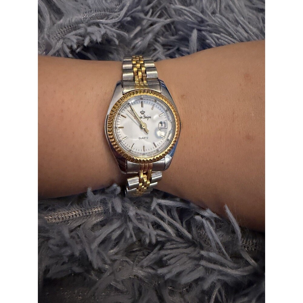 Premier Designs Women's Two Tone Quartz Watch Date Window Gold Silver Tone